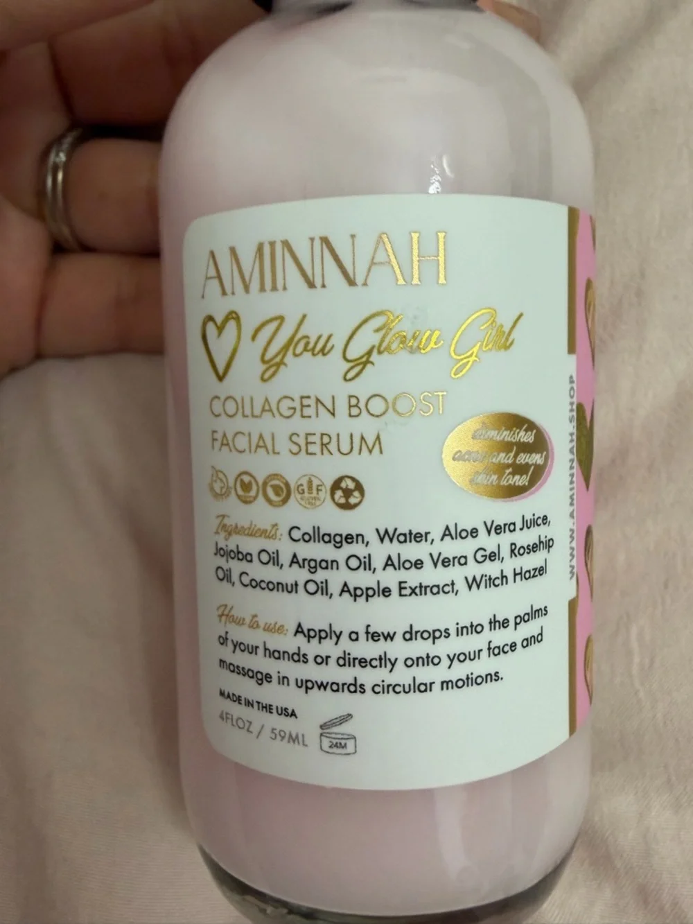 AMINNAH You Glow Girl Collagen Boost Facial Serum - Pink - Picture 2 of 2